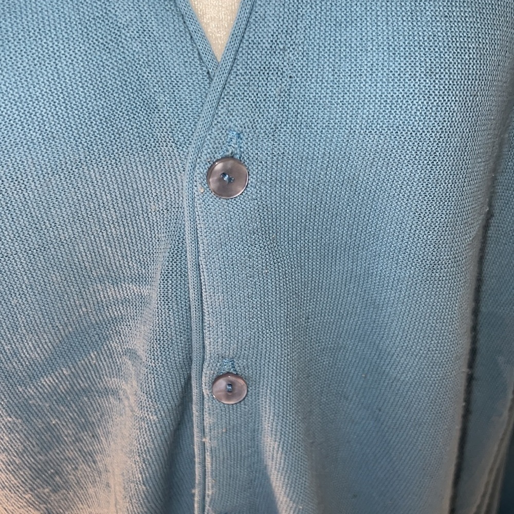 Vintage Ash Creek Grandpa Sweater Baby Blue Knit Button Up V-Neck Cardigan L - Picture 5 of 9